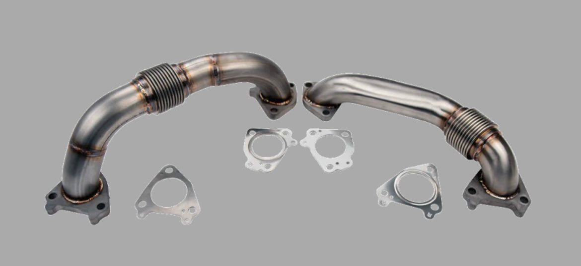 WCFAB LB7 STYLE  2" STAINLESS SINGLE TURBO UP PIPE KIT FOR OEM MANIFOLDS W/ GASKETS